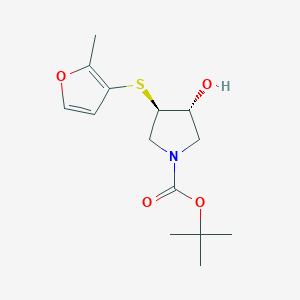 molecular formula C14H21NO4S B1485690 叔丁基 (3R,4R)-3-羟基-4-[(2-甲基呋喃-3-基)硫代]吡咯烷-1-羧酸酯 CAS No. 2277065-73-1