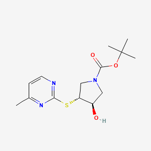 tert-butyl (3R,4R)-3-hydroxy-4-[(4-methylpyrimidin-2-yl)sulfanyl]pyrrolidine-1-carboxylate