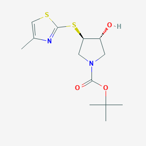 molecular formula C13H20N2O3S2 B1485695 叔丁基 (3R,4R)-3-羟基-4-[(4-甲基-1,3-噻唑-2-基)硫代]吡咯烷-1-羧酸酯 CAS No. 2277217-66-8