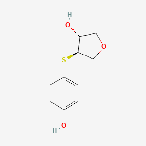 molecular formula C10H12O3S B1485729 (3R,4R)-4-[(4-hydroxyphenyl)sulfanyl]oxolan-3-ol CAS No. 2165654-26-0