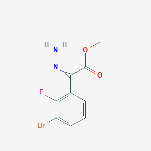 molecular formula C10H10BrFN2O2 B14857319 Ethyl 2-(3-bromo-2-fluorophenyl)-2-hydrazinylideneacetate 