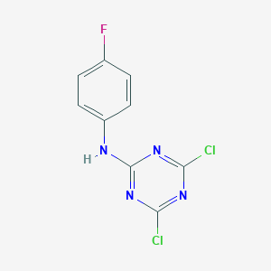 molecular formula C9H5Cl2FN4 B148574 4,6-二氯-N-(4-氟苯基)-1,3,5-三嗪-2-胺 CAS No. 131468-33-2