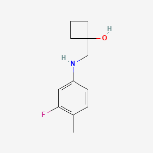 molecular formula C12H16FNO B1485743 1-{[(3-Fluoro-4-methylphenyl)amino]methyl}cyclobutan-1-ol CAS No. 2158953-48-9