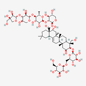 [(2S,3R,4S,5R)-3-[(2S,3R,4S,5R,6S)-5-[(2S,3R,4S,5R)-4-[(2S,3R,4R)-3,4-dihydroxy-4-(hydroxymethyl)oxolan-2-yl]oxy-3,5-dihydroxyoxan-2-yl]oxy-3,4-dihydroxy-6-methyloxan-2-yl]oxy-4,5-dihydroxyoxan-2-yl] (4aR,5R,6aR,6aS,6bR,8aR,9R,10R,11S,12aR,14bS)-5,11-dihydroxy-9-(hydroxymethyl)-2,2,6a,6b,9,12a-hexamethyl-10-[(2R,3R,4S,5S,6R)-3,4,5-trihydroxy-6-[[(2R,3R,4S,5S,6R)-3,4,5-trihydroxy-6-(hydroxymethyl)oxan-2-yl]oxymethyl]oxan-2-yl]oxy-1,3,4,5,6,6a,7,8,8a,10,11,12,13,14b-tetradecahydropicene-4a-carboxylate