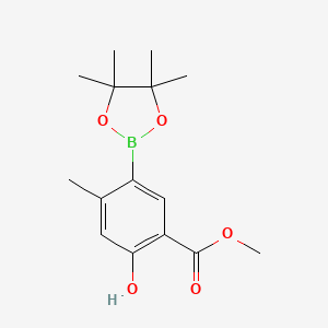 molecular formula C15H21BO5 B1485782 2-Hydroxy-4-methyl-5-(4,4,5,5-tetramethyl-[1,3,2]dioxaborolan-2-yl)-benzoic acid methyl ester CAS No. 1820814-04-7
