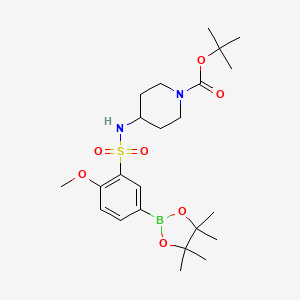 molecular formula C23H37BN2O7S B1485786 4-[2-Methoxy-5-(4,4,5,5-tetramethyl-[1,3,2]dioxaborolan-2-yl)-benzenesulfonylamino]-piperidine-1-carboxylic acid tert-butyl ester CAS No. 1628017-41-3