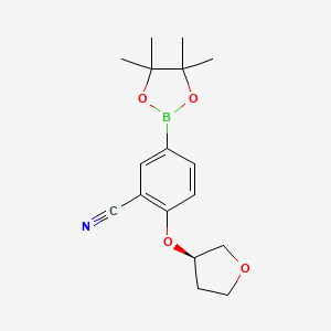 molecular formula C17H22BNO4 B1485792 (R)-2-((tetrahydrofuran-3-yl)oxy)-5-(4,4,5,5-tetramethyl-1,3,2-dioxaborolan-2-yl)benzonitrile CAS No. 1893403-93-4