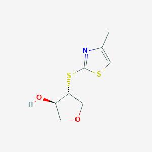 molecular formula C8H11NO2S2 B1485804 (3R,4R)-4-[(4-methyl-1,3-thiazol-2-yl)sulfanyl]oxolan-3-ol CAS No. 2165589-70-6