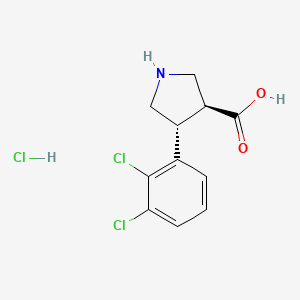 molecular formula C11H12Cl3NO2 B14858301 (+/-)-trans-4-(2,3-Dichloro-phenyl)-pyrrolidine-3-carboxylic acid-HCl 