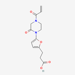 3-(5-(4-Acryloyl-2-oxopiperazin-1-yl)furan-2-yl)propanoic acid