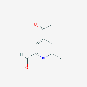 molecular formula C9H9NO2 B14858405 4-Acetyl-6-methylpyridine-2-carbaldehyde 