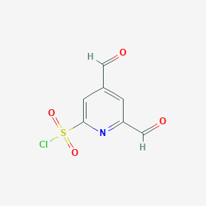 molecular formula C7H4ClNO4S B14858438 4,6-Diformylpyridine-2-sulfonyl chloride 