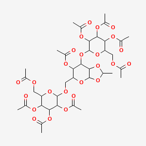 [3,4,5-triacetyloxy-6-[[6-acetyloxy-2-methyl-7-[3,4,5-triacetyloxy-6-(acetyloxymethyl)oxan-2-yl]oxy-5,6,7,7a-tetrahydro-3aH-[1,3]dioxolo[4,5-b]pyran-5-yl]methoxy]oxan-2-yl]methyl acetate