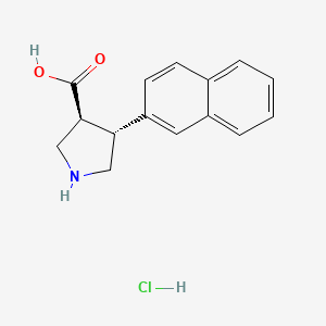 molecular formula C15H16ClNO2 B14858476 (+/-)-trans-4-(2-naphthyl)-pyrrolidine-3-carboxylic acid-HCl 