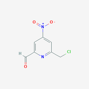 molecular formula C7H5ClN2O3 B14858477 6-(Chloromethyl)-4-nitropyridine-2-carbaldehyde 