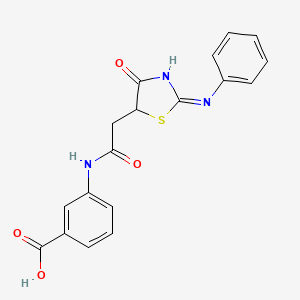 molecular formula C18H15N3O4S B1485870 3-{2-[4-Oxo-2-(phenylamino)-4,5-dihydro-1,3-thiazol-5-yl]acetamido}benzoic acid CAS No. 101466-26-6