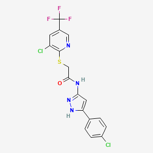 2-{[3-chloro-5-(trifluoromethyl)pyridin-2-yl]sulfanyl}-N-[3-(4-chlorophenyl)-1H-pyrazol-5-yl]acetamide