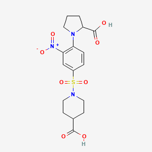 1-{[4-(2-Carboxy-1-pyrrolidinyl)-3-nitrophenyl]sulfonyl}-4-piperidinecarboxylic acid