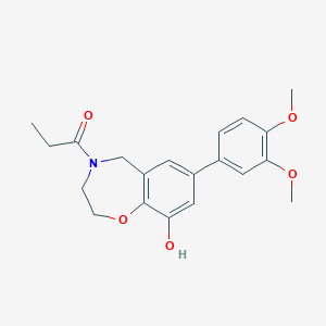 molecular formula C20H23NO5 B1485924 1-[7-(3,4-Dimethoxyphenyl)-9-hydroxy-2,3-dihydro-1,4-benzoxazepin-4(5H)-yl]-1-propanone CAS No. 2204562-50-3