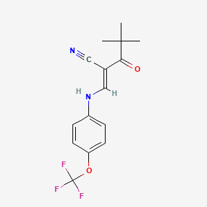 2-(2,2-Dimethylpropanoyl)-3-((4-(trifluoromethoxy)phenyl)amino)prop-2-enenitrile