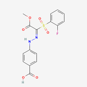 4-((2E)-2-{1-[(2-fluorophenyl)sulfonyl]-2-methoxy-2-oxoethylidene}hydrazino)benzoic acid