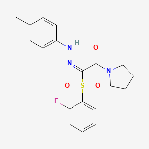 1-{(2E)-2-[(2-fluorophenyl)sulfonyl]-2-[(4-methylphenyl)hydrazono]acetyl}pyrrolidine