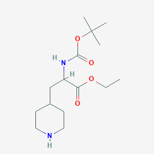 molecular formula C15H28N2O4 B1485939 2-tert-Butoxycarbonylamino-3-piperidin-4-yl-propionic acid ethyl ester CAS No. 2103520-09-6