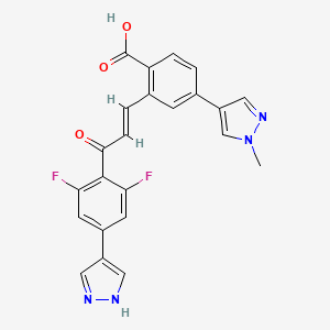 2-[(E)-3-[2,6-difluoro-4-(1H-pyrazol-4-yl)phenyl]-3-oxoprop-1-enyl]-4-(1-methylpyrazol-4-yl)benzoic acid