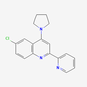 molecular formula C18H16ClN3 B14859570 6-Chloro-2-(pyridin-2-yl)-4-(pyrrolidin-1-yl)quinoline 