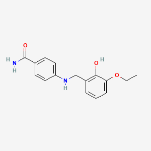 molecular formula C16H18N2O3 B14859712 4-((3-Ethoxy-2-hydroxybenzyl)amino)benzamide 