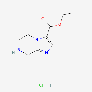 molecular formula C10H16ClN3O2 B1485973 Ethyl 2-methyl-5,6,7,8-tetrahydroimidazo[1,2-a]pyrazine-3-carboxylate hydrochloride CAS No. 2206823-81-4