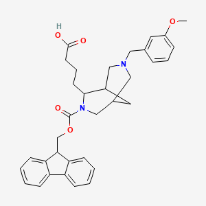 molecular formula C34H38N2O5 B14859749 4-(3-(((9H-Fluoren-9-yl)methoxy)carbonyl)-7-(3-methoxybenzyl)-3,7-diazabicyclo[3.3.1]nonan-2-yl)butanoic acid 