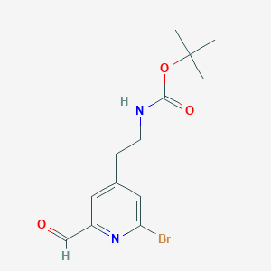 molecular formula C13H17BrN2O3 B14859763 Tert-butyl 2-(2-bromo-6-formylpyridin-4-YL)ethylcarbamate 