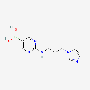 molecular formula C10H14BN5O2 B14859830 (2-([3-(1H-Imidazol-1-YL)propyl]amino)pyrimidin-5-YL)boronic acid 