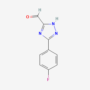 molecular formula C9H6FN3O B14859850 5-(4-Fluorophenyl)-4H-1,2,4-triazole-3-carbaldehyde 