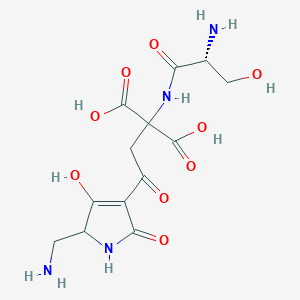 2-[[(2R)-2-amino-3-hydroxypropanoyl]amino]-2-[2-[2-(aminomethyl)-3-hydroxy-5-oxo-1,2-dihydropyrrol-4-yl]-2-oxoethyl]propanedioic acid