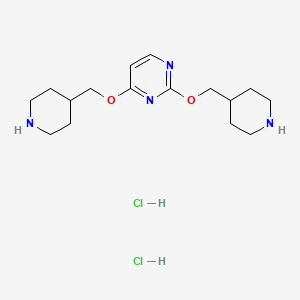 molecular formula C16H28Cl2N4O2 B1485996 2-(4-Piperidinylmethoxy)-4-pyrimidinyl 4-piperidinylmethyl ether dihydrochloride CAS No. 2205384-33-2