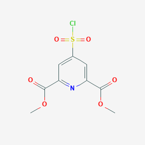 molecular formula C9H8ClNO6S B14859960 Dimethyl 4-(chlorosulfonyl)pyridine-2,6-dicarboxylate 