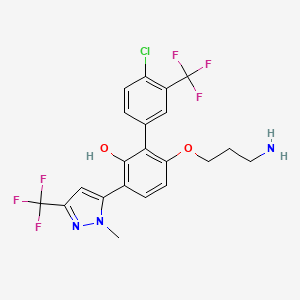 3-(3-Aminopropoxy)-2-[4-chloro-3-(trifluoromethyl)phenyl]-6-[2-methyl-5-(trifluoromethyl)pyrazol-3-yl]phenol