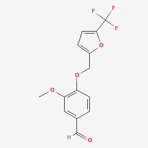 molecular formula C14H11F3O4 B14860109 3-Methoxy-4-((5-(trifluoromethyl)furan-2-yl)methoxy)benzaldehyde 