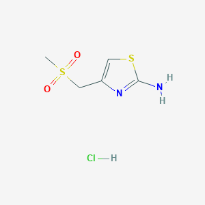 molecular formula C5H9ClN2O2S2 B1486017 4-[(Methylsulfonyl)methyl]-1,3-thiazol-2-ylamine hydrochloride CAS No. 2206243-65-2