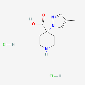 molecular formula C10H17Cl2N3O2 B1486020 4-(4-Methyl-1H-pyrazol-1-yl)-4-piperidinecarboxylic acid dihydrochloride CAS No. 2208785-66-2