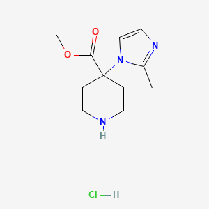 molecular formula C11H18ClN3O2 B1486023 Methyl 4-(2-methyl-1H-imidazol-1-yl)-4-piperidinecarboxylate hydrochloride CAS No. 2206824-55-5