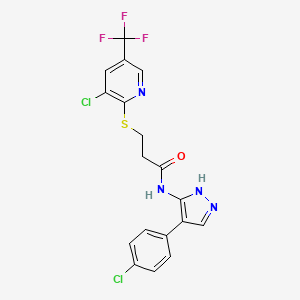 3-{[3-chloro-5-(trifluoromethyl)pyridin-2-yl]sulfanyl}-N-[4-(4-chlorophenyl)-1H-pyrazol-5-yl]propanamide