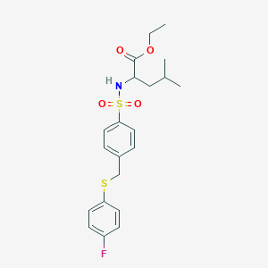 Ethyl 2-(4-{[(4-fluorophenyl)sulfanyl]methyl}benzenesulfonamido)-4-methylpentanoate