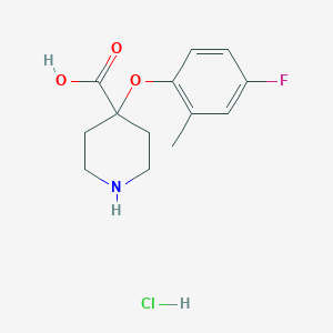 molecular formula C13H17ClFNO3 B1486050 4-(4-Fluoro-2-methylphenoxy)-4-piperidinecarboxylic acid hydrochloride CAS No. 2206824-72-6