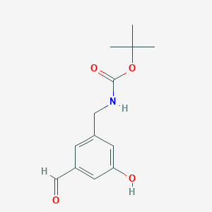 molecular formula C13H17NO4 B14860563 Tert-butyl 3-formyl-5-hydroxybenzylcarbamate 