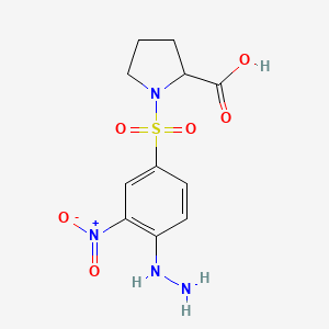 1-(4-Hydrazinyl-3-nitrobenzenesulfonyl)pyrrolidine-2-carboxylic acid