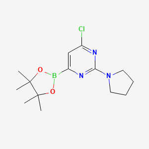 molecular formula C14H21BClN3O2 B14860584 2-(Pyrrolidin-1-yl)-6-chloropyrimidine-4-boronic acid pinacol ester 