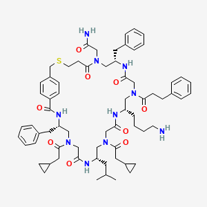 2-[(4S,10S,16S,22S)-16-(4-aminobutyl)-4,22-dibenzyl-6,12-bis(2-cyclopropylacetyl)-10-(2-methylpropyl)-2,8,14,20,25-pentaoxo-18-(3-phenylpropanoyl)-28-thia-3,6,9,12,15,18,21,24-octazabicyclo[28.2.2]tetratriaconta-1(32),30,33-trien-24-yl]acetamide